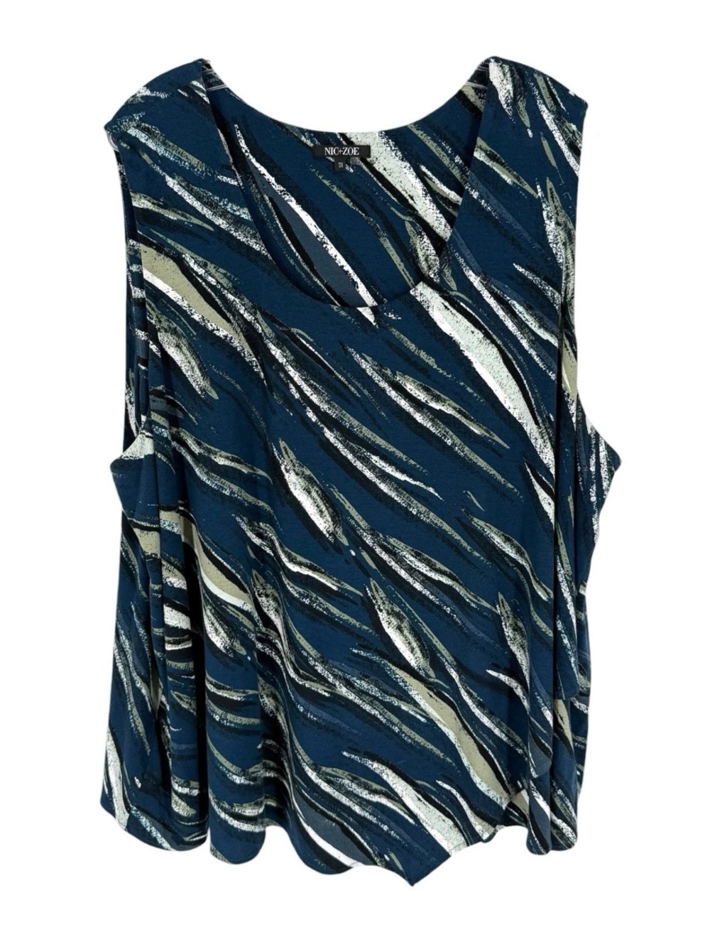 NIC+ZOE Knit Blouse Womens Size 3X Blue Stretch Jersey Sleeveless Classic